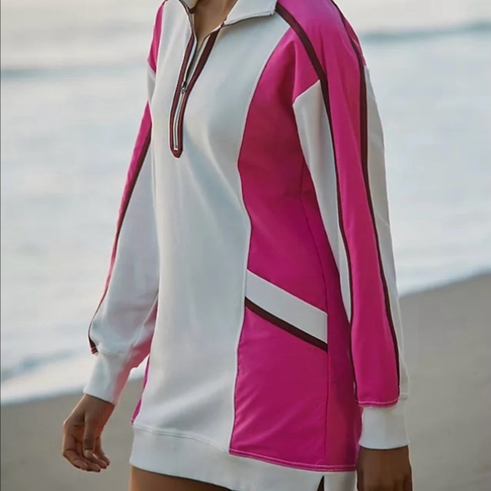 Anthropologie Daily Practice Pink and White Mini Dress